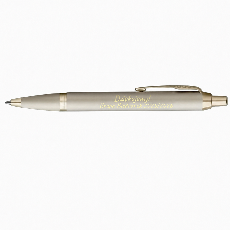 Parker IM Monochrome Champagne z grawerem i dedykacją – elegancki zestaw prezentowy