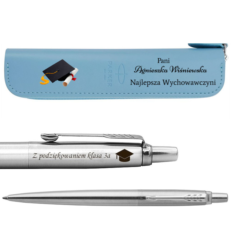 Długopis Parker Jotter CT Stalowy z Grawerem i Etui – Prezent dla Nauczyciela