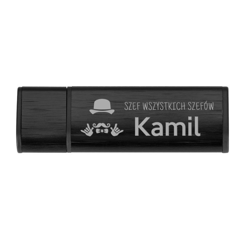 Pendrive czarno-czarny / Szef wszystkich szefów / 32 GB Pamięć USB / Prezent dla szefa / upominek z Grawerem