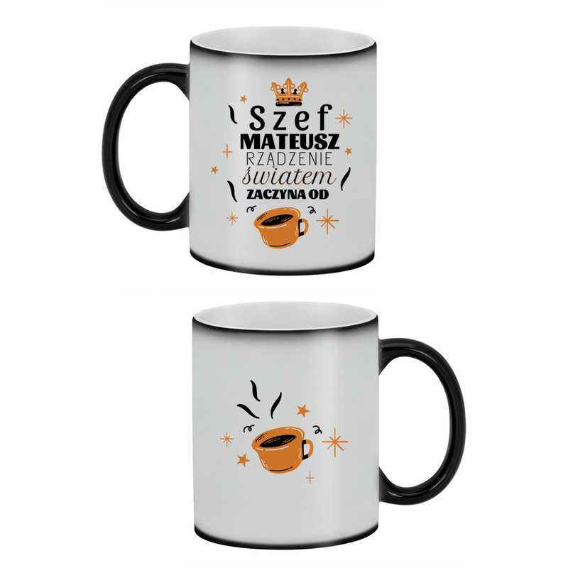 Kubek na kawę / Magiczny kubek / Szef rządzenie świata zaczyna od kawy / Prezent dla szefa / 330 ml /  Matowy 